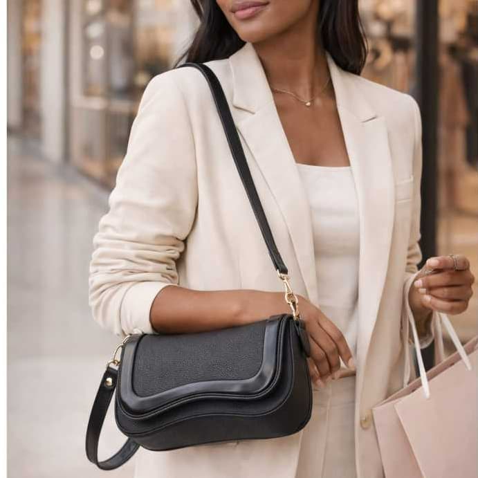 Bolsa Feminina Elegante e Estruturada | Estilo Social |  do Trabalho ao Dia a Dia`| PRETA e BEGE | Envio Imediato