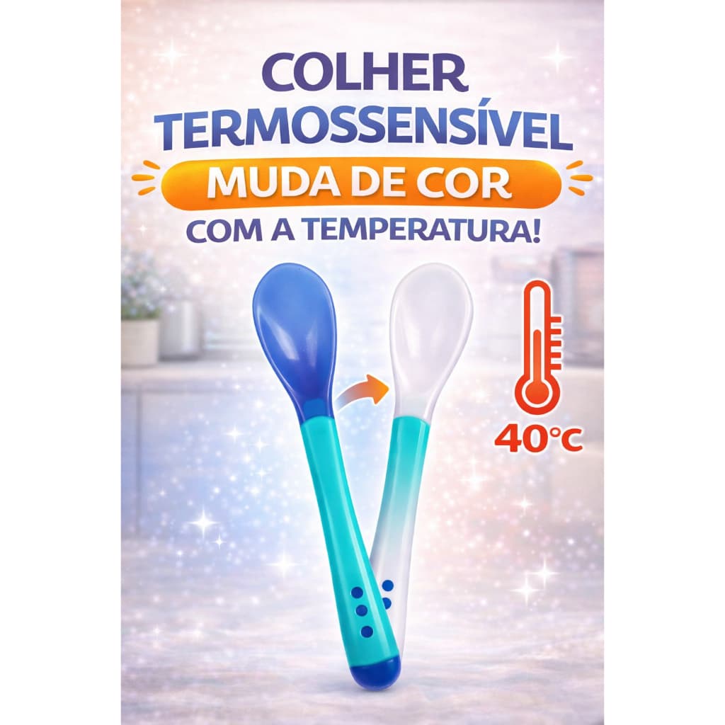 Colher Termossensível Bebê Muda de Cor 40°C Segurança Alimentação Infantil BPA Free
