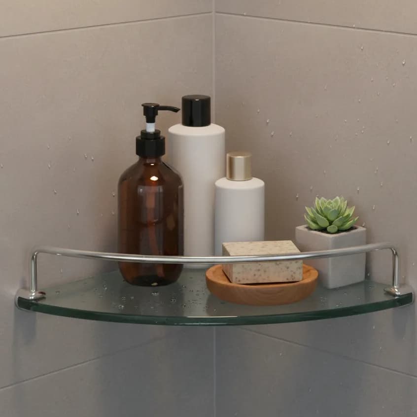 Prateleira Porta Shampoo De Canto - Vidro - 22x22cm 8mm
