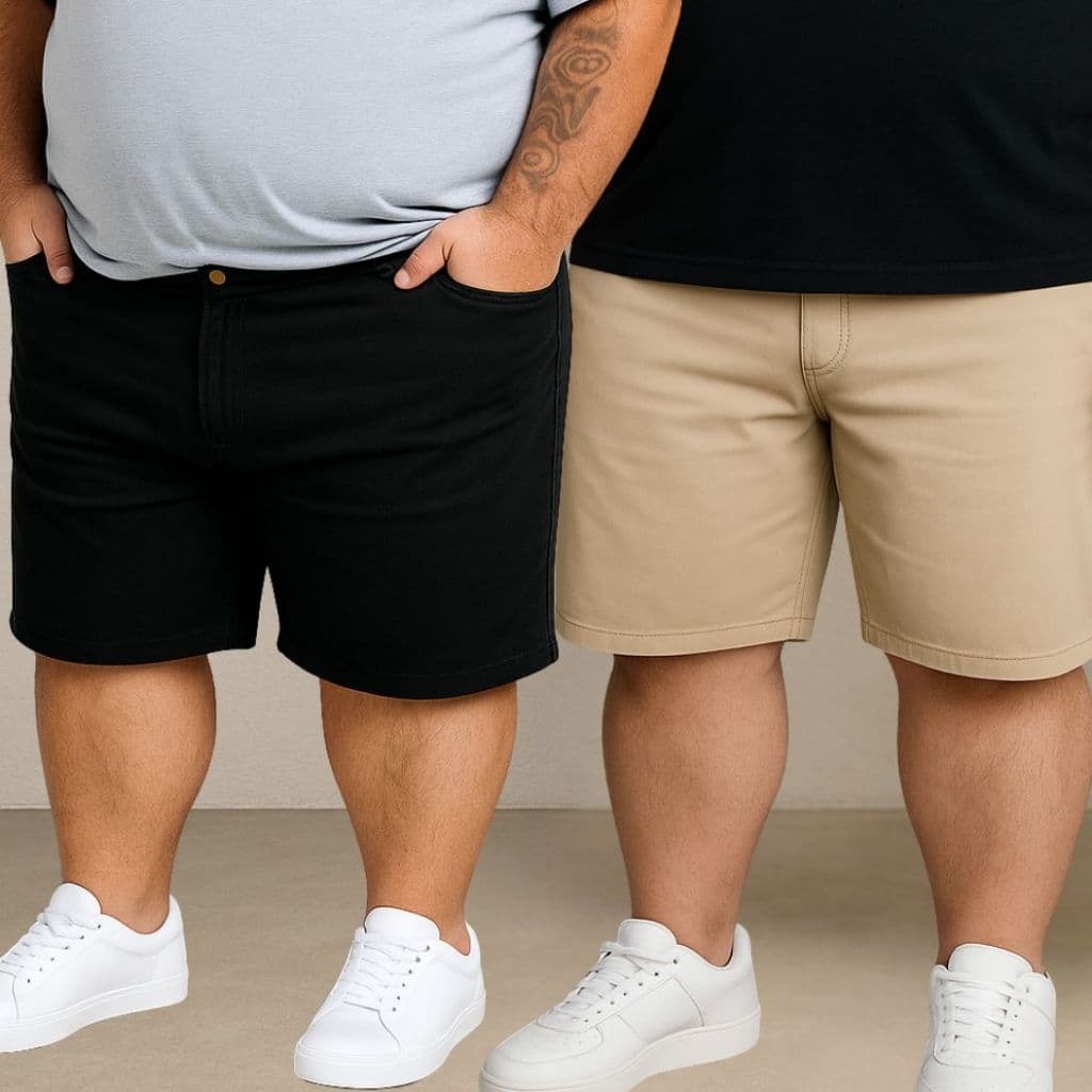 Kit 2 Bermudas Sarja Reta Masculina Plus Size 60 ao 66 Extra Grande