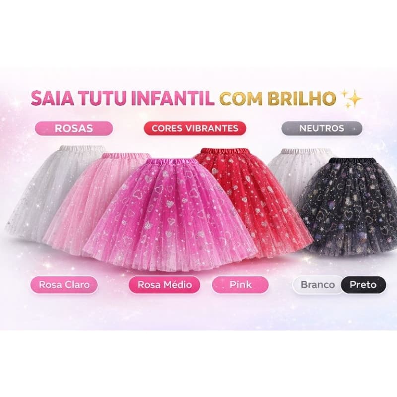Saia Tutu Infantil  30 Cm /Fantasia Princesa Festa Aniversário Menina