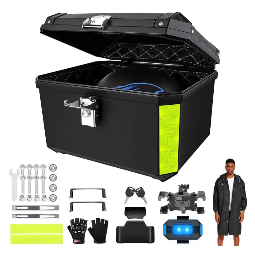 Baú ABS reforçado Moto Traseiro 45 Litros Top Case Caixas  + Acessório