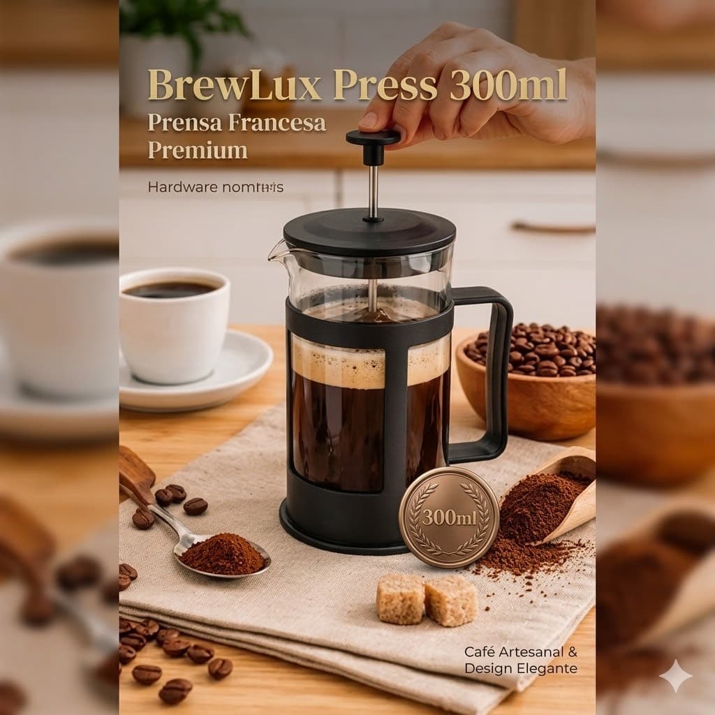 Cafeteira Francesa 300ml Vidro Prensa Francesa | Café Artesanal Premium Design Elegante- BrewLux Press 300ml