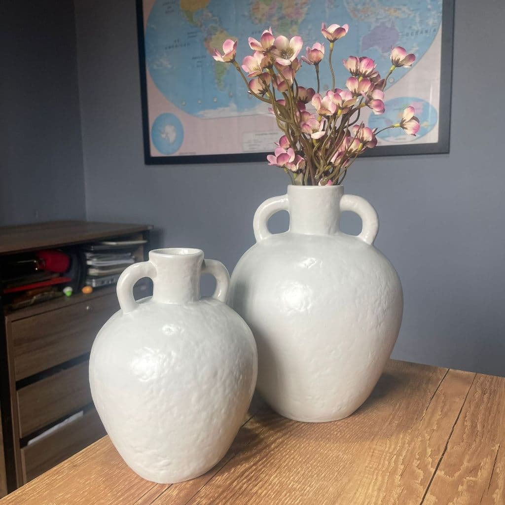 Conjunto com 2 Vasos Quartinha em Cerâmica Decorativos para Flores