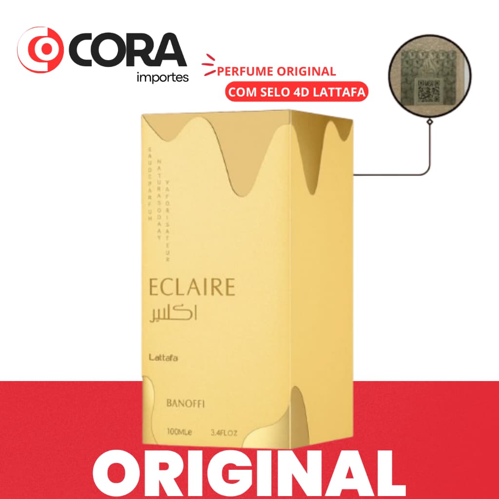 Perfume Arabe Original Lattafa Eclaire Banoffi Eau de Parfum 100ML Selo