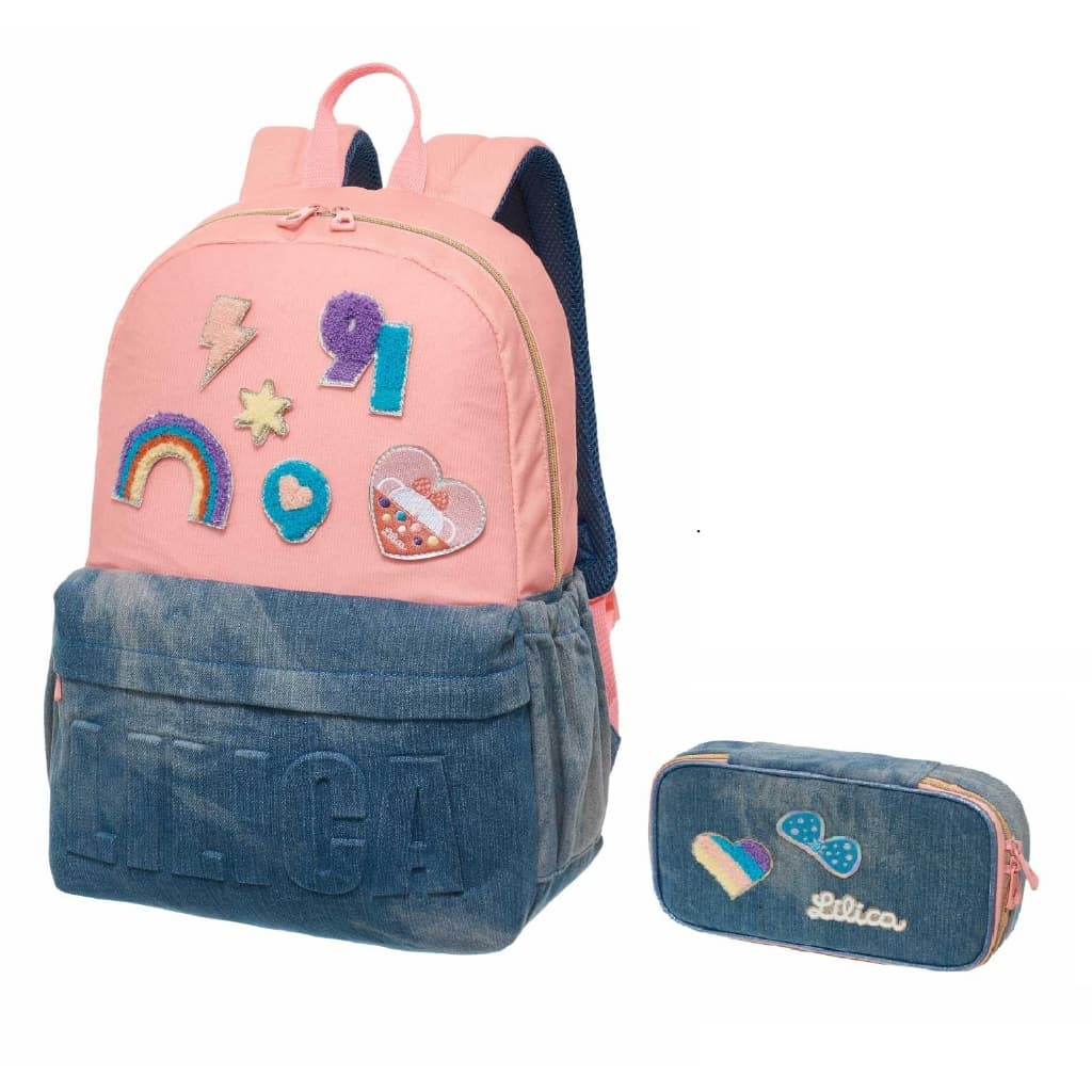 Kit Infantil Escolar Lilica Ripilica Play Patch Mochila E Estojo Box