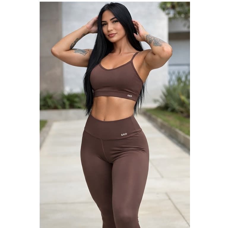 Conjunto Gkd Zero Transparência Legging Cós Alto e Top Duplo- GKD Original