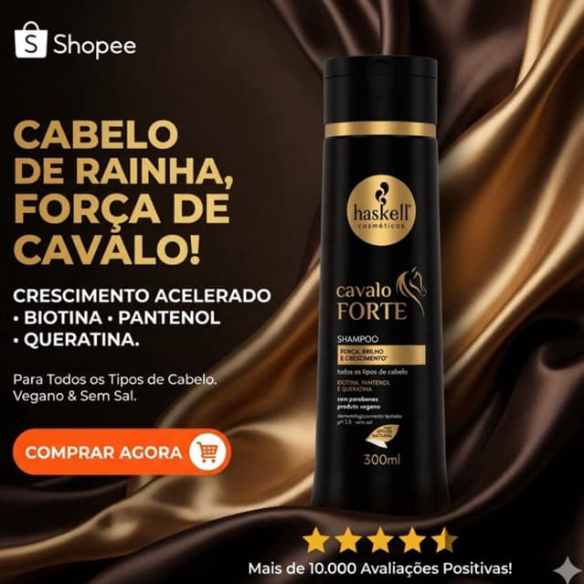 Shampoo Haskell Cabelos Frágeis 300ml - Fortalece e Estimula o Crescimento com Hidratação Prolongada