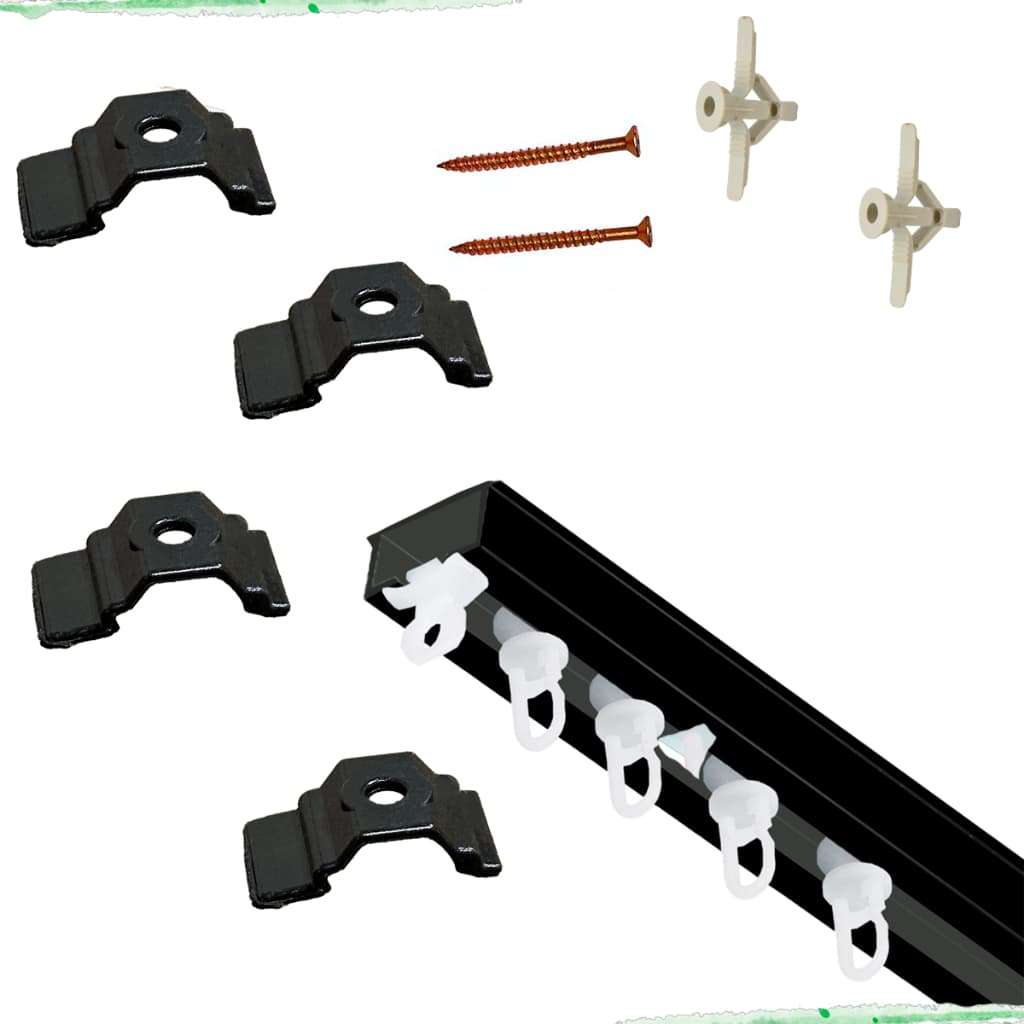 Kit Trilho Suíço Simples Max Para Gesso ou Drywall / Com Acessórios / Cortineiro / Todos os tamanhos