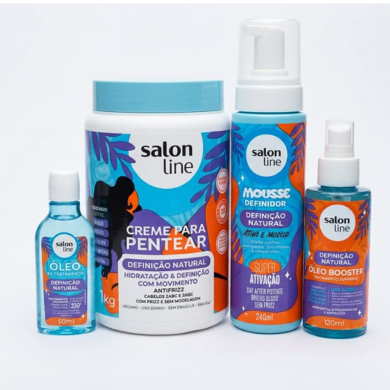 Kit Salon Line Definição Natural – Creme, Mousse e Óleos para Cachos