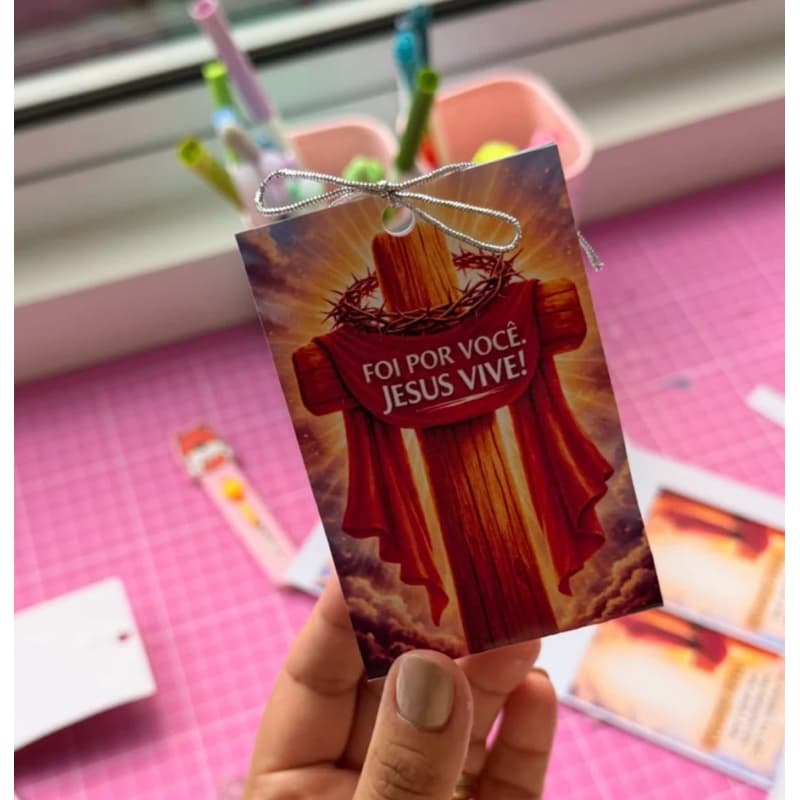12 Cards Porta bom bom/Bis Páscoa Cristã - Mimo de Páscoa - Caixinha - Lembrancinha