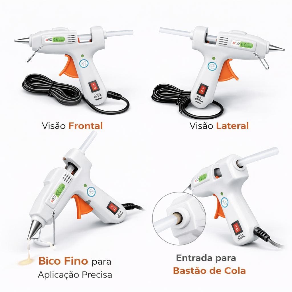Pistola Cola Quente 110-220V Bico Fino Artesanato Profissional