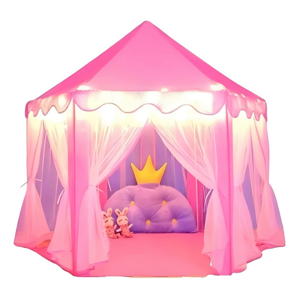 Barraca Infantil com Led Tenda / Toca Grande Rosa e Azul + Luzes + Bolsa
