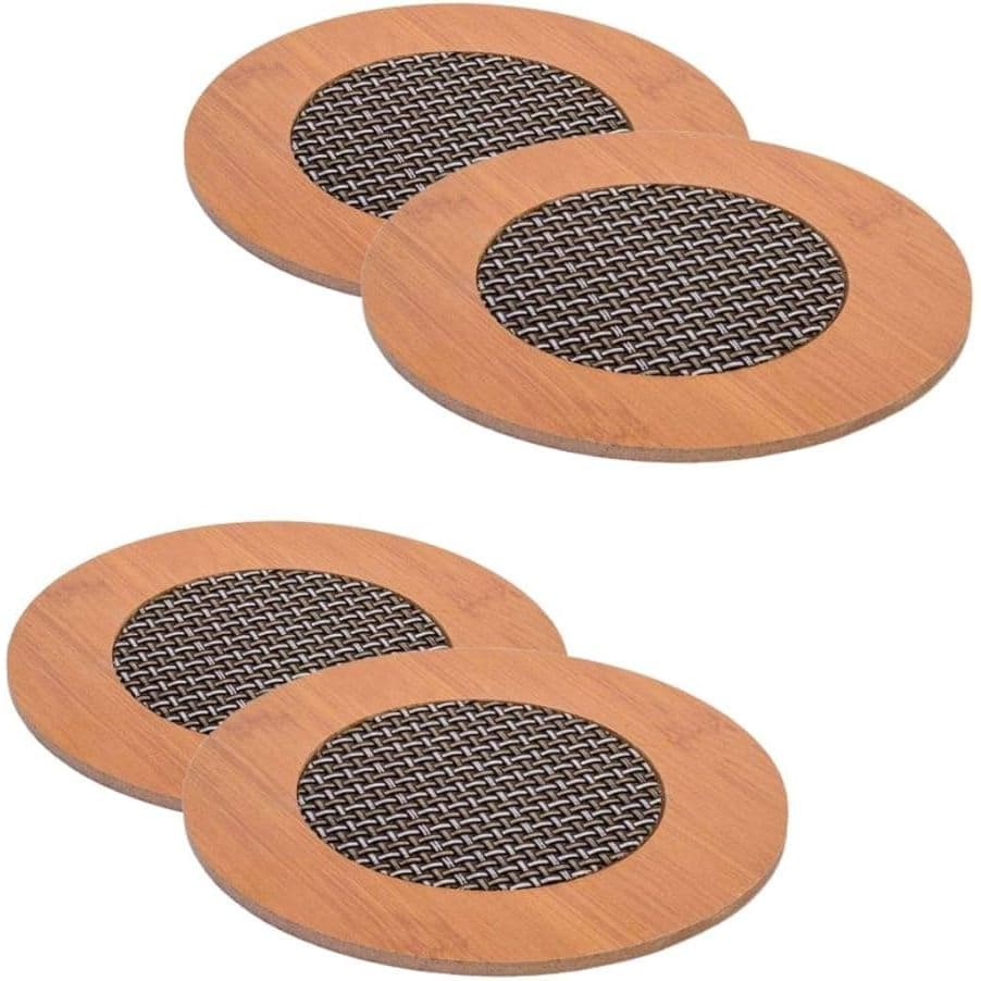 Jogo 4 Suportes De Panela Bambu Premium – Resistente ao Calor e Sustentável