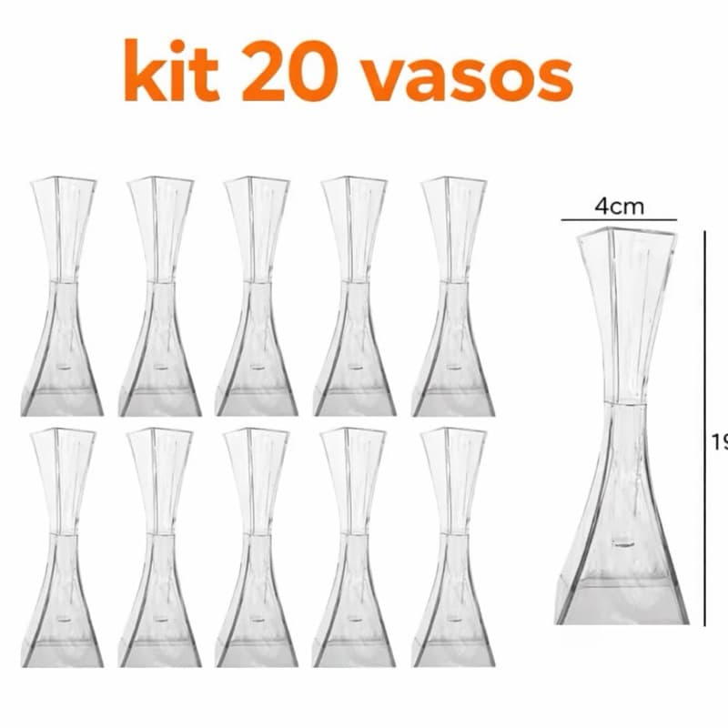 Kit 20 Vasos Solitários transparente acrilico casamento festa decoração