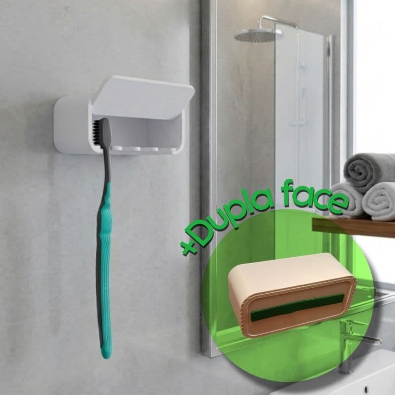 Porta Escovas de Dente Parede - Fixação Sem Furo + Fita Dupla Face