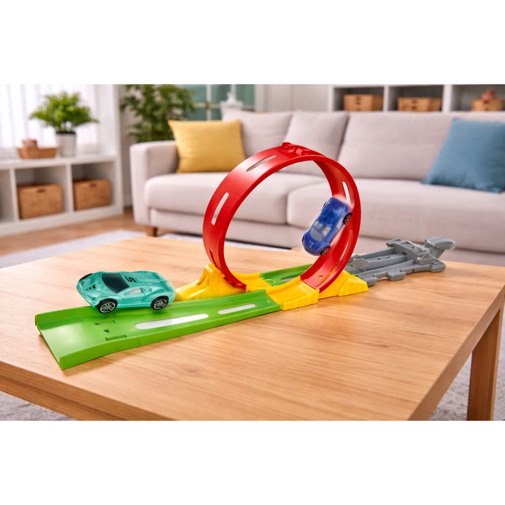 Carrinho Brinquedo Infantil Educativo Montar Lançador Acao Pista Giratoria 360 Graus