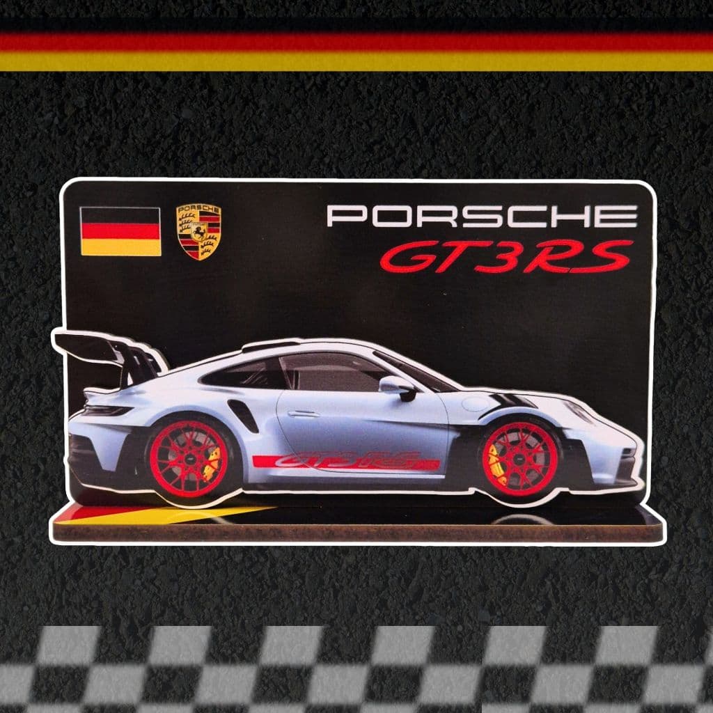 Totem display de mesa Decorativo Porsche 911 GT3 RS 15x9cm em MDF – Presente para namorado