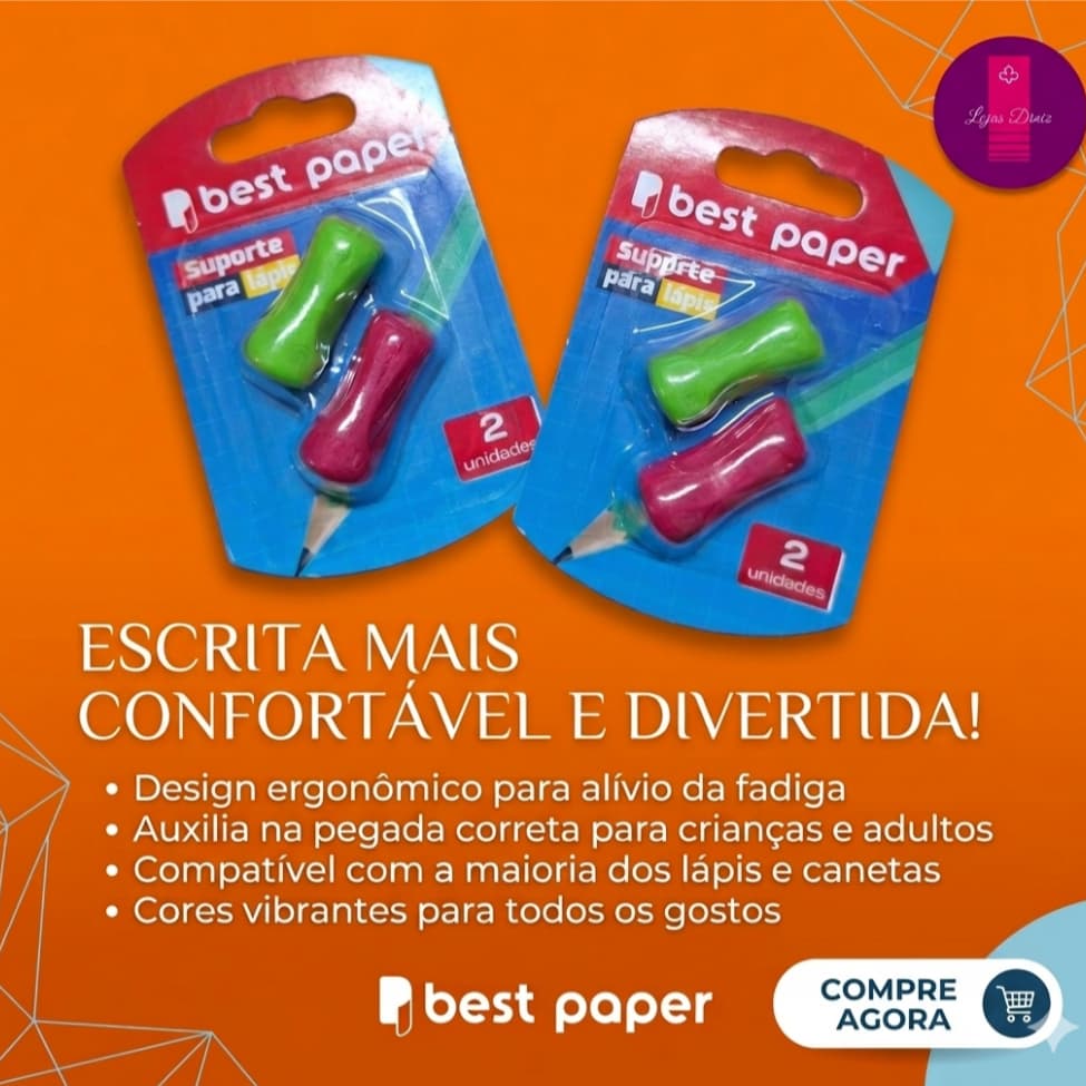 Suporte Grip Para Lapis Ergo De Borracha Com 2 Unidades