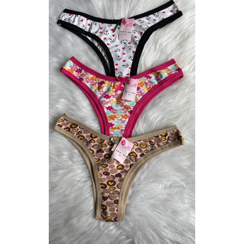 Kit 5 Calcinhas Feminina Asa Delta Adulto Cotton Conforto  Algodao Estampadas Modelo