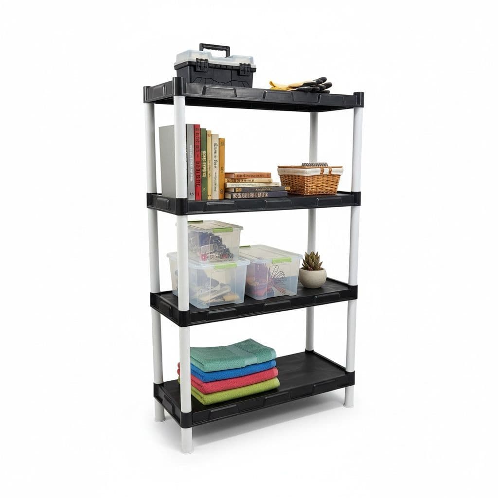 Estante Modular com 4 Prateleiras Preta e Branca – Flexa - 461