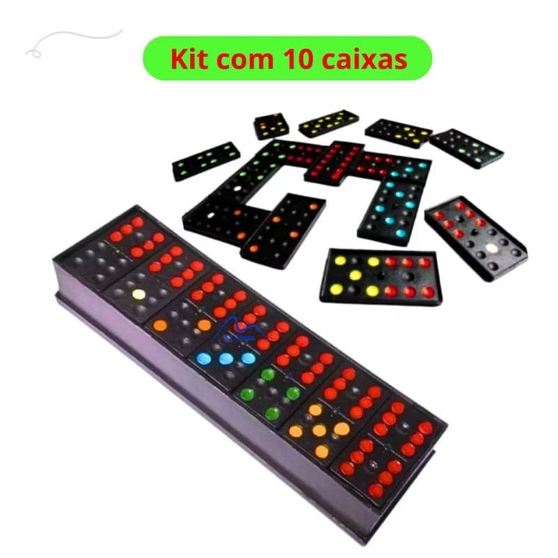 Jogo de Dominó Até 10 Unidades de Plástico Infantil Lembrancinha Festa Prenda Domino 28 peças pintadas