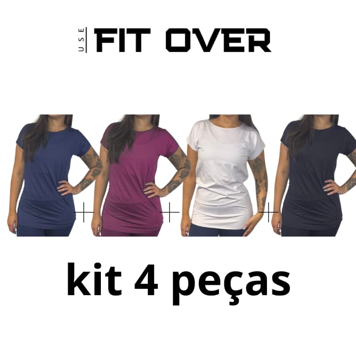 kit 4 blusas fitness básica academia crossfit fitover