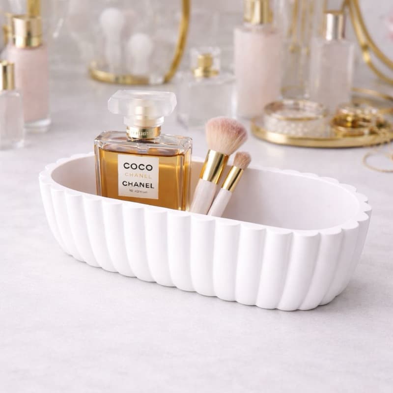 Organizador de Maquiagem |Porta Perfume e Pincéis |Bandeja Decorativa Oval |Porta Objetos Penteadeira |Decoração Moderna