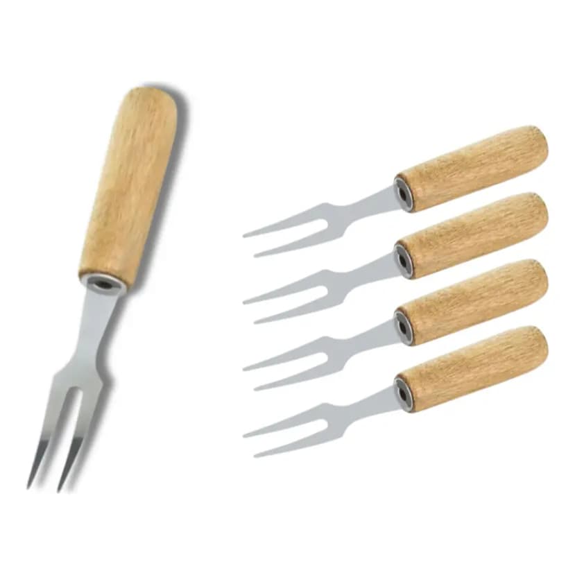 Kit 04 Mini Garfos Rústicos Para Petiscos Fondue E Frios