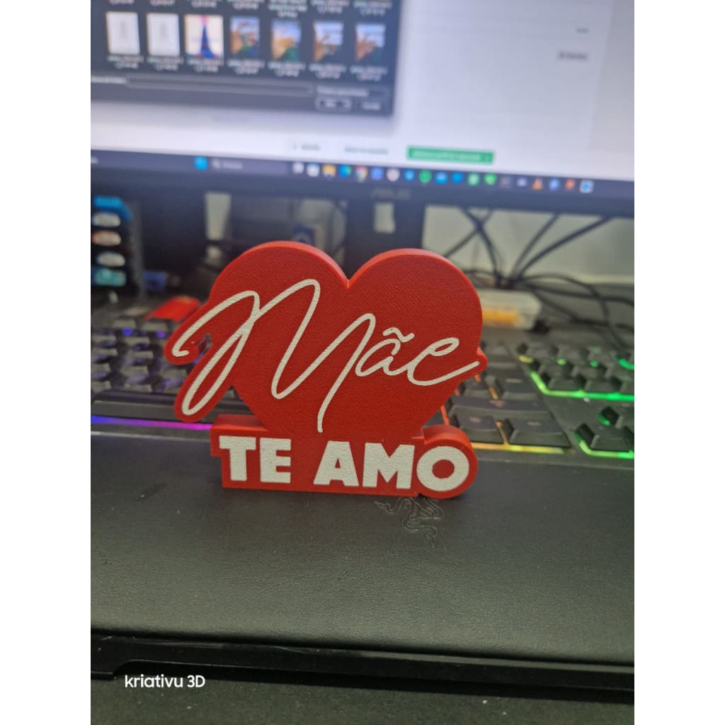 Palavra Decorativa Mãe Te Amo Presente Dia das Mães Decoração Mesa Sala 3D