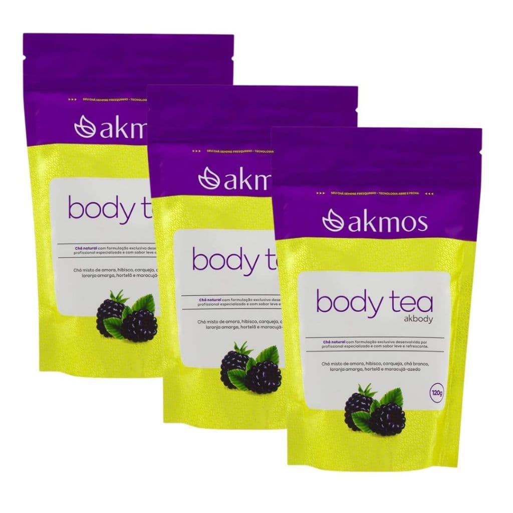 Body Tea Akmos Detox Kit 3 Chá 120g Leveza Natural