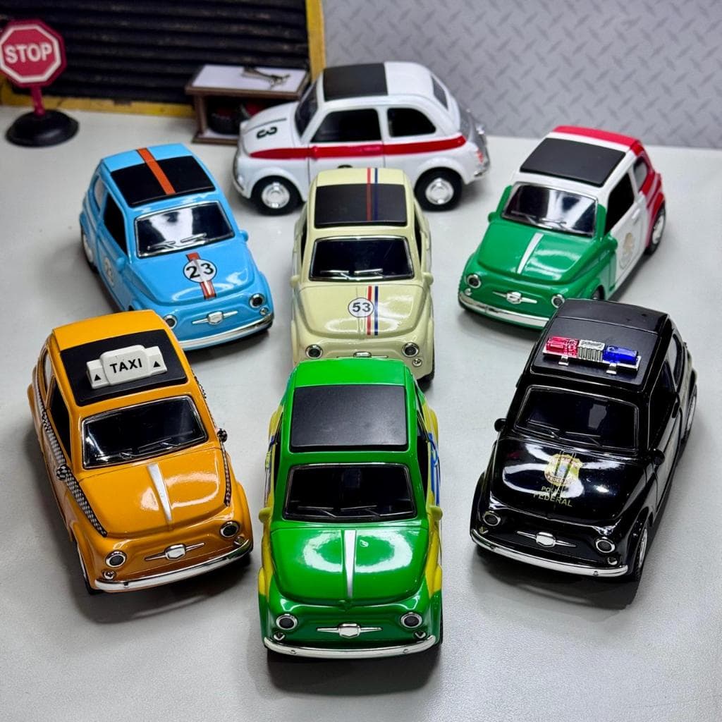 Miniatura Carrinho Fiat 500 Metal Abre Portas Porta Malas Escala 1:36