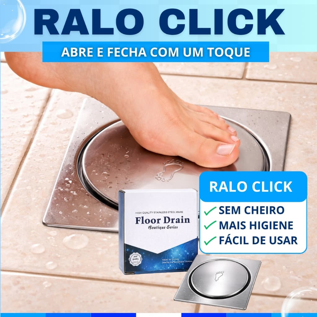 Ralo Click Proteção Banheiro Cozinha Inox Inteligente