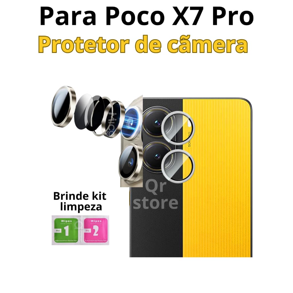 Película para Poco X7 Pro Protetor 3D de Câmera Brinde kit limpeza