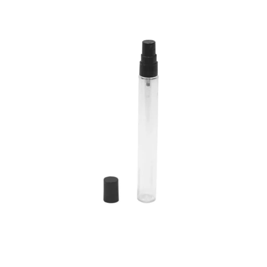 Frasco Provador 10ml Decants Perfumes Amostras Plástico Pet com Válvula Spray Preta Com Capa