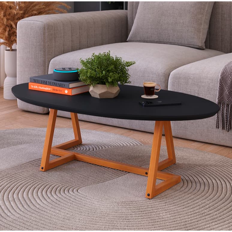 MESA DE CENTRO STILO OVAL 90 CM-DESIGN MODERNO RESISTENTE E ELEGANTE