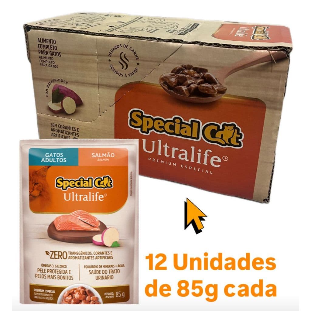 Sachê Special Cat Adulto Salmão 85g Caixa C/12 Unidades