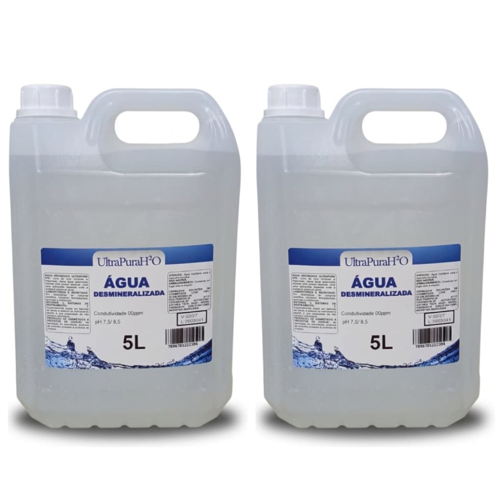 Kit Com 2 e 4 Galões De Água Desmineralizada 5 Litros Pura Para Radiadores Baterias Autoclave