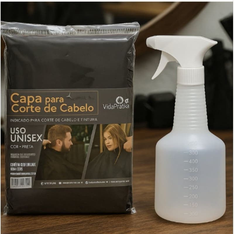 kit capa de corte de cabelo+borrifador