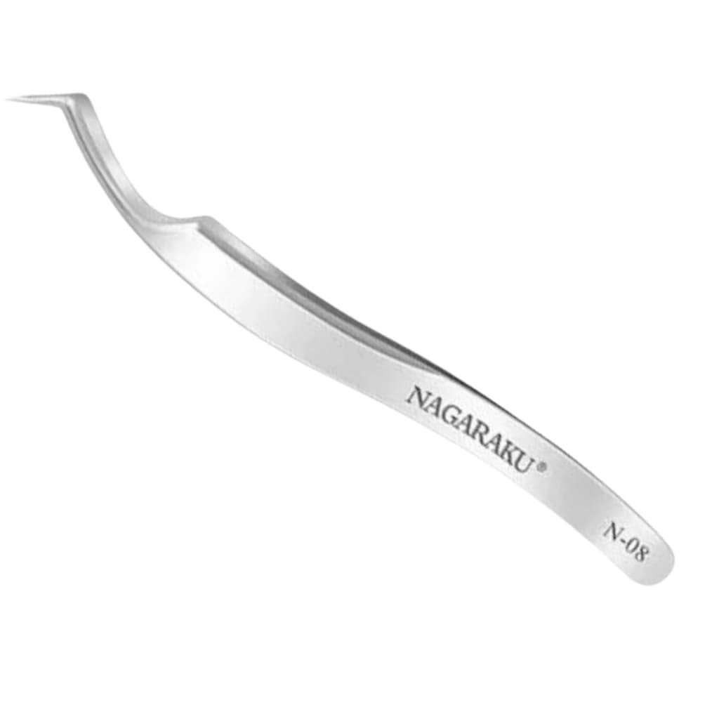 Pinça Curva Extensão de Cílios Nagaraku N-08 Aço Inoxidável Volume Russo Cílios