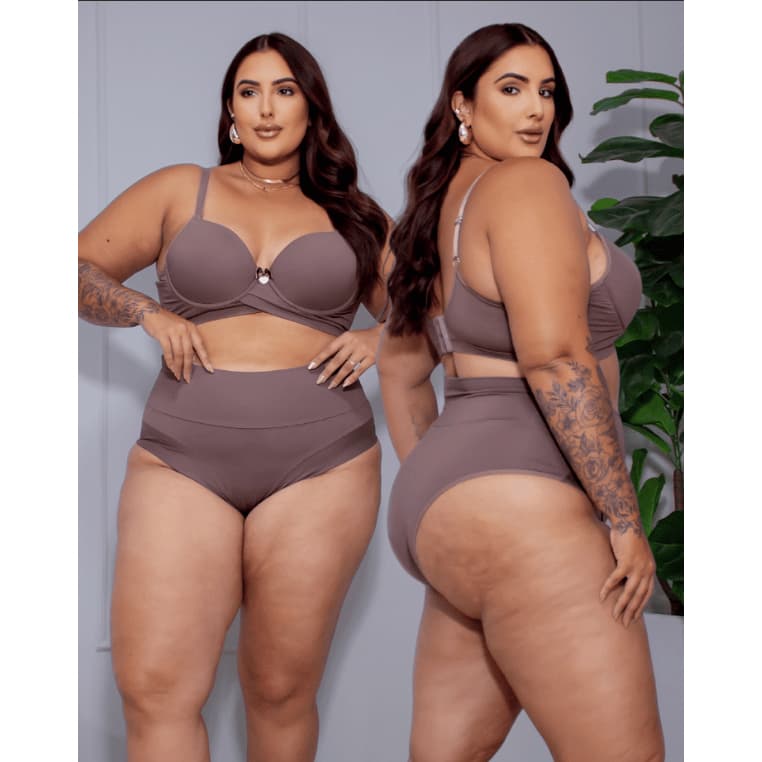 Calcinha conforto cós super alto tanga Chocolate