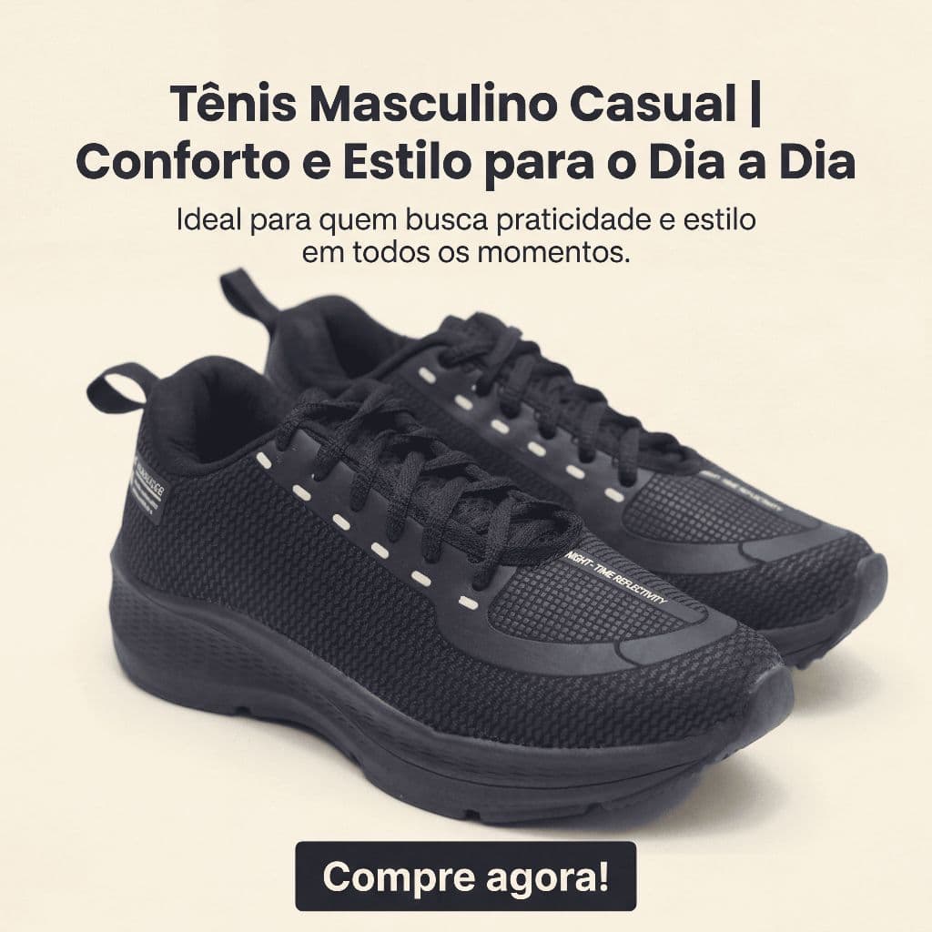 Tenis Masculino Casual | Conforto e Estilo Para o Dia a Dia Com Praticidade 34 ao 47 | COMPRE AGORA!