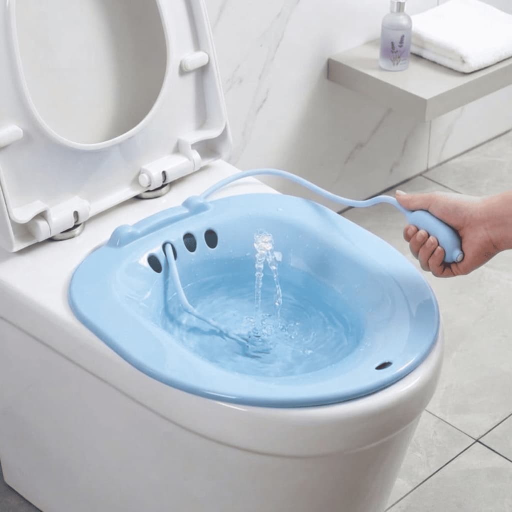 Bacia Banho de Assento com Ducha Higiênica Portátil Higiene Íntima Mulheres Idosos Pós-Parto