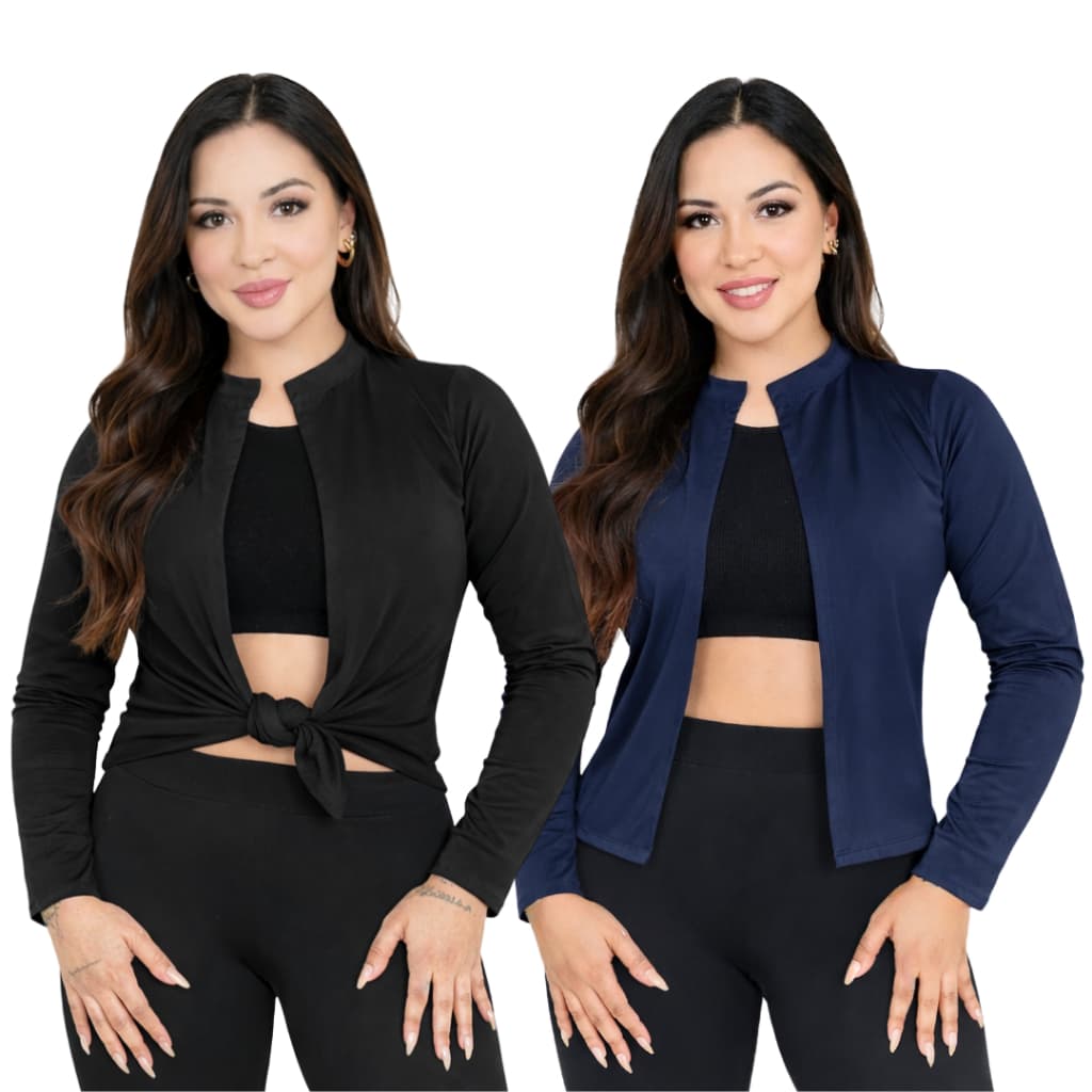 Kit 2 cardigan feminino casaquinho proteção solar uv casaco academia térmico