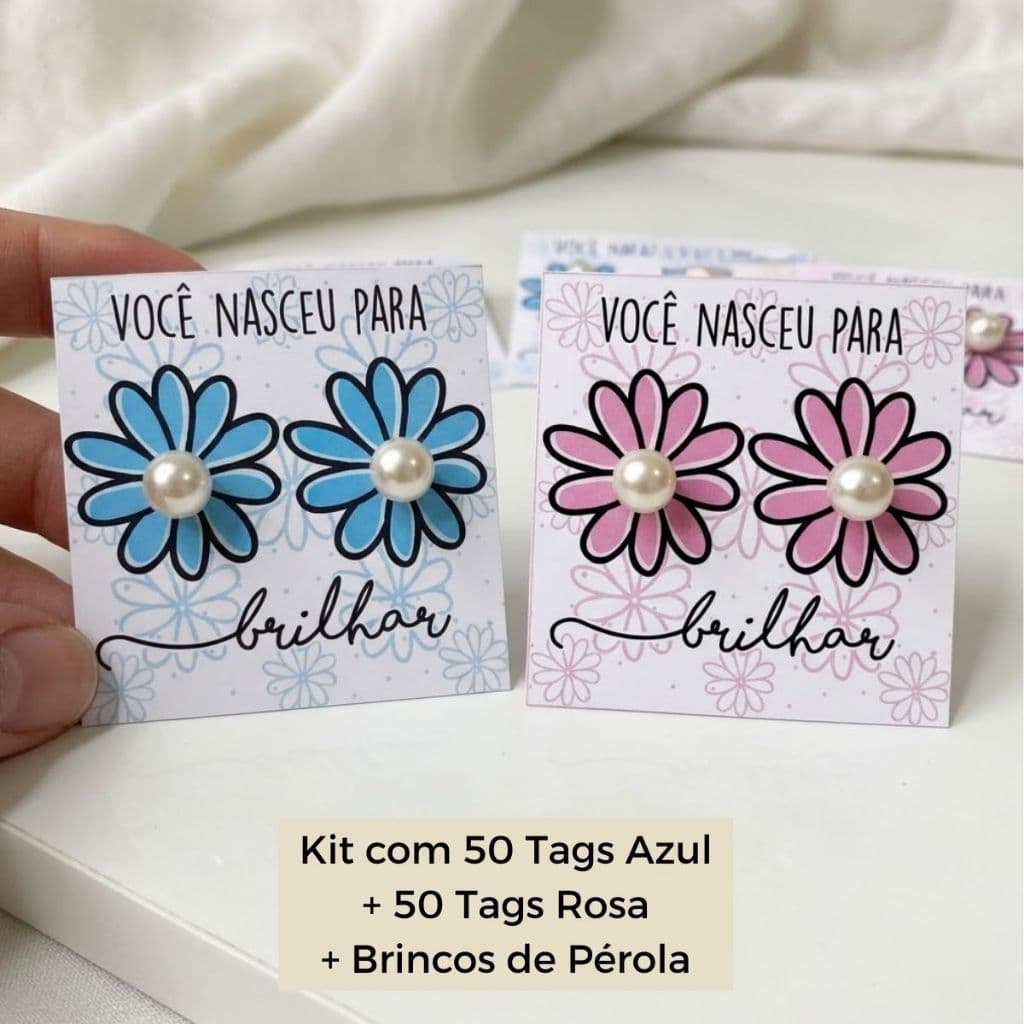 Kit Com 100 Tags para Brinco, Brinde para Cliente acompanha Brinco de Pérola