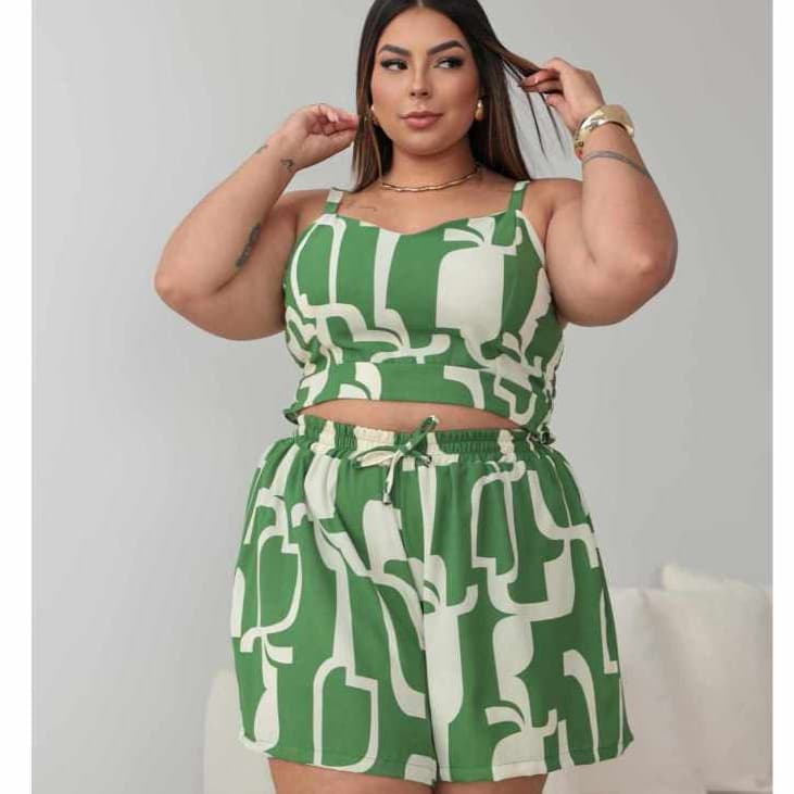 Conjunto  Plus Size feminino cropped  com bojo TAMANHO UNICO EXG 46 AO 50