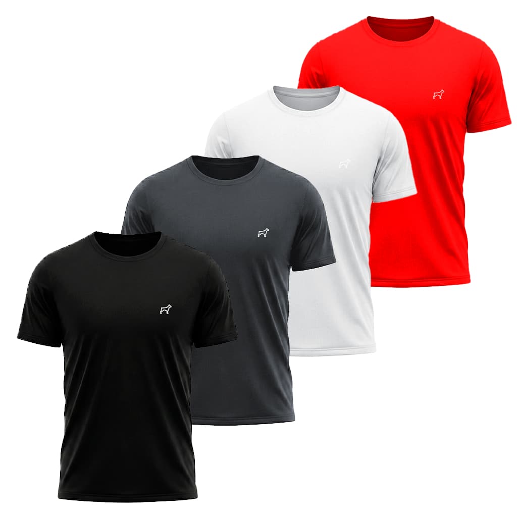 Kit 4 Camisetas Masculina Dry Fit - Atlética Básica Academia Esporte