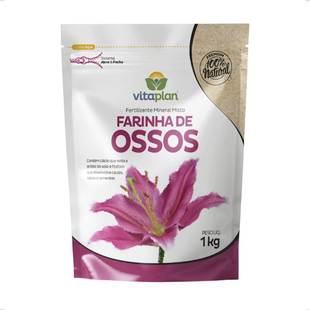 Fertilizante Orgânico Farinha De Osso Mix Vitaplan 1Kg Pouch