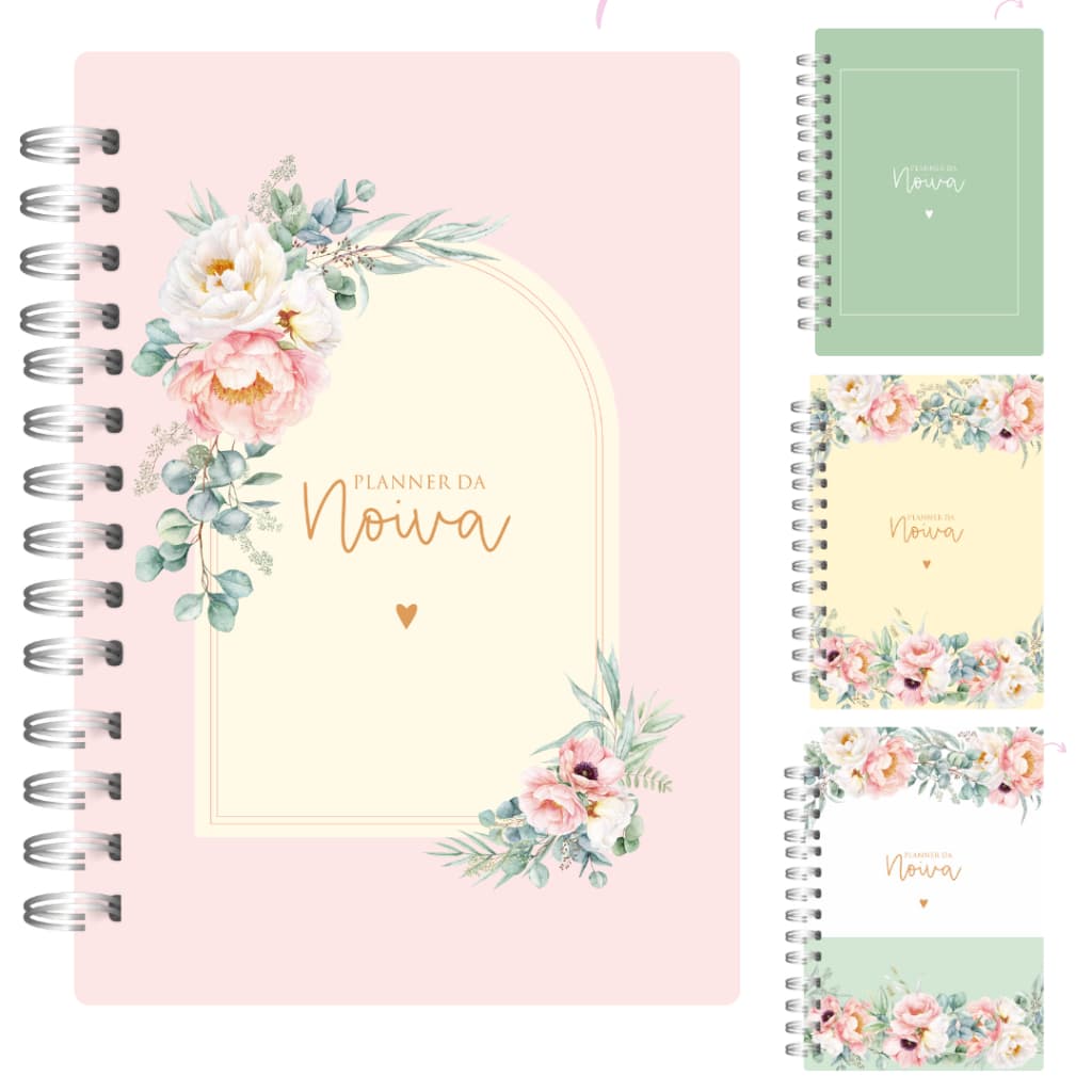 Planner da Noiva Agenda da Noiva-Planner Casamento-Planner da Noiva Floral - Permanente