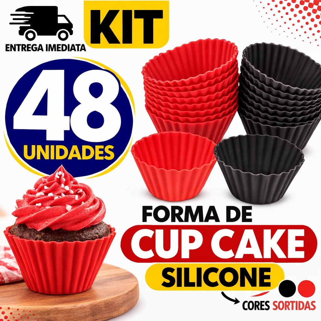 COMBO DE FORMA DE SILICONE CUPCAKE MUFFIN FORMINHA REDONDA AIR FRY MICROONDAS ASSADEIRA BOLINHO DOCERIA...